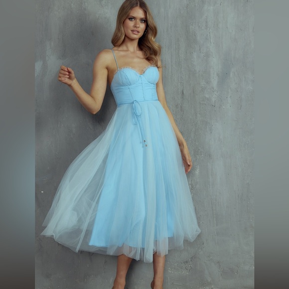 Blue chiffon corset dress - Picture 1 of 4